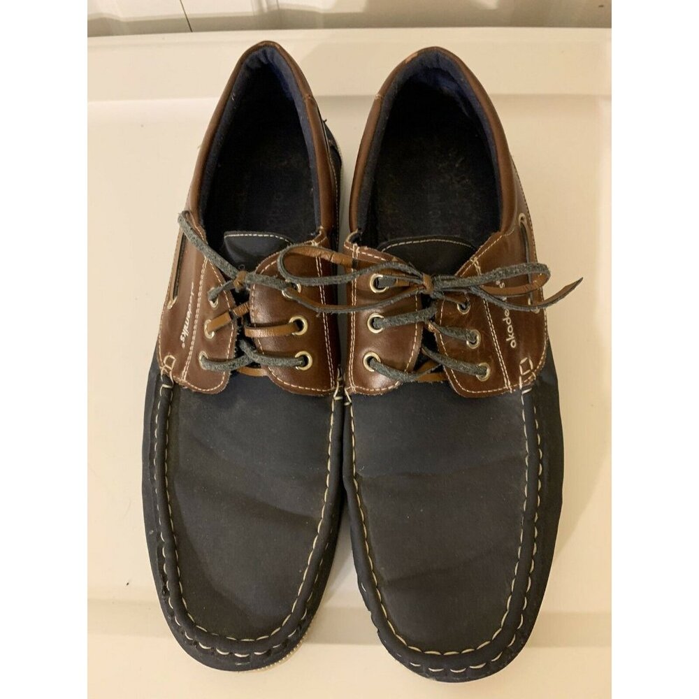 Akademiks Men’s Sz 10 Comfort Lace Up Casual‎ Boat Shoe Loafers Blue Brown